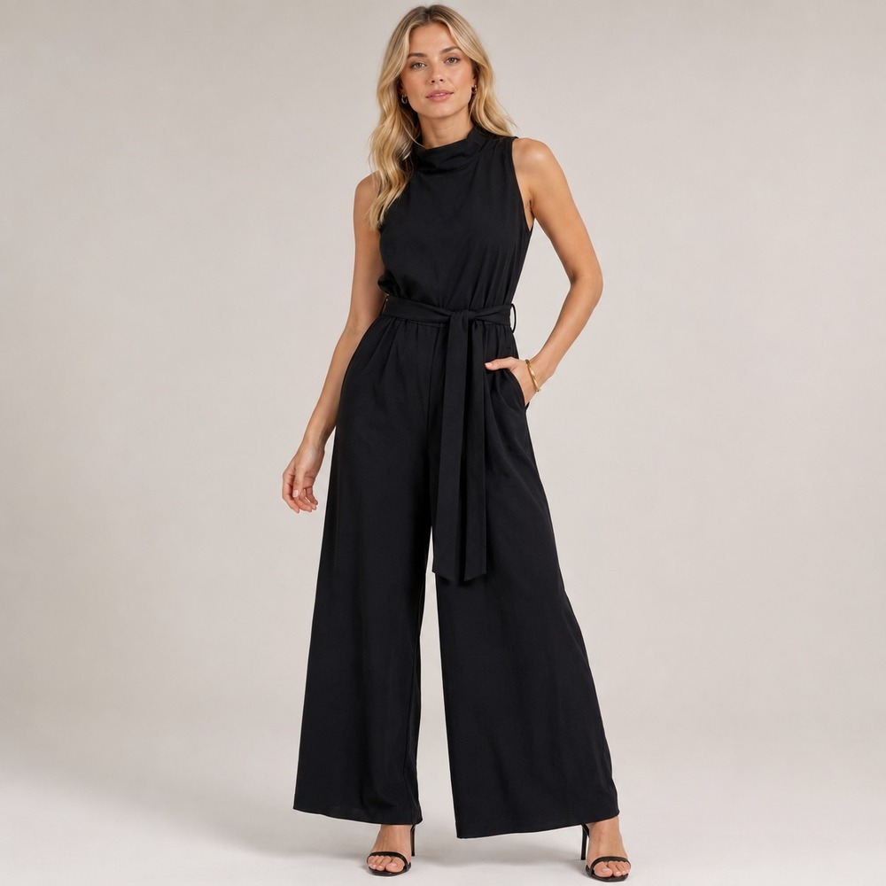 White/Closet Elements Women's Wideleg Romper Jumpsuit Black Size 8